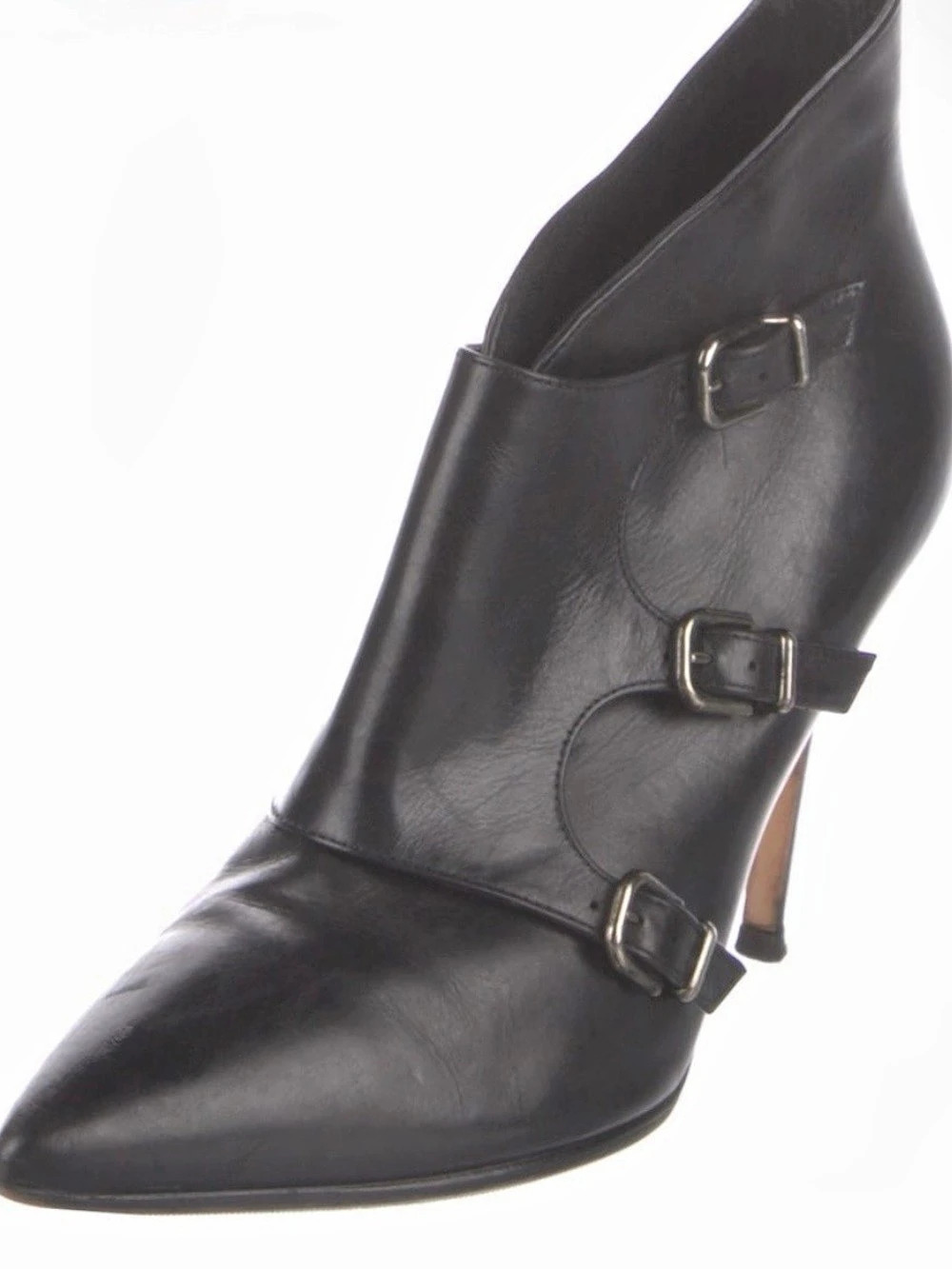 Gianvito Rossi Leather Black Buckle High Heels Moto Boots Like New SZ8/7.5